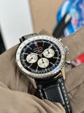  Shop Authentic Breitling Navitimer B01 Chronograph 46 Black Dial Black Leather Strap Watch for Men - AB0137211B1P1 - Luxxuri