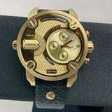  Shop Authentic Diesel Mr Daddy Gold Dial Black Leather Strap Watch For Men - DZ7363 - Luxxuri