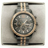  Shop Authentic Michael Kors Lexington Chronograph Black Dial Two Tone Steel Strap Watch for Men - MK8561 - Luxxuri