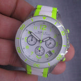  Shop Authentic Marc Jacobs Rock Chronograph White Dial White & Green Silicone Strap Watch for Women - MBM2592 - Luxxuri