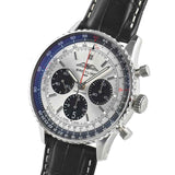  Shop Authentic Breitling Navitimer B01 Chronograph 43 Silver Dial Black Leather Strap Watch for Men - AB0138241G1P1 - Luxxuri