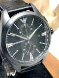 Shop Authentic Emporio Armani Claudio Chronograph Black Dial Black Leather Strap Watch For Men - AR11483 - Luxxuri