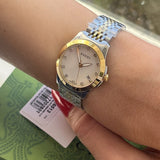  Shop Authentic Gucci G Timeless Diamonds Mother of Pearl Dial Two Tone Mesh Bracelet Watch for Women - YA126513 - Luxxuri