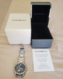  Shop Authentic Emporio Armani Mario Chronograph Automatic Blue Dial Silver Steel Strap Watch For Men - AR60052 - Luxxuri