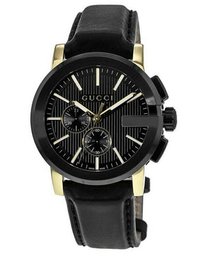  Shop Authentic Gucci G Chrono Black Dial Black Leather Strap Watch For Men - YA101203 - Luxxuri