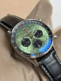  Shop Authentic Breitling Navitimer B01 Chronograph 43 Green Dial Black Leather Strap Watch for Men - AB0138241L1P1 - Luxxuri