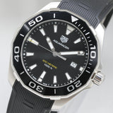 Tag Heuer Aquaracer Quartz Black Dial Black Rubber Strap Watch for Men - WAY101A.FT6141