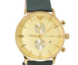  Shop Authentic Emporio Armani Chronograph Champagne Dial Green Leather Strap Watch For Men - AR1722 - Luxxuri