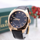  Shop Authentic Gucci GG2570 Quartz Black Dial Black Leather Strap Watch For Men - YA142309 - Luxxuri