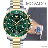  Shop Authentic Movado Series 800 Chronograph Green Dial Two Tone Steel Strap Watch For Men - 2600148 - Luxxuri