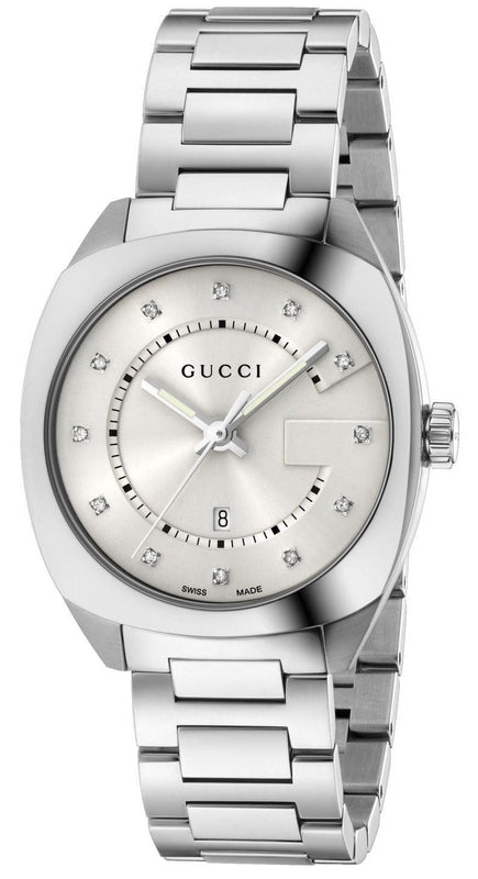  Shop Authentic Gucci GG2570 Diamonds White Dial Silver Steel Strap Watch For Women - YA142403 - Luxxuri