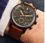 Shop Authentic Fossil Goodwin Luggage Chronograph Black Dial Brown Leather Strap Watch for Men - FS5501 - Luxxuri