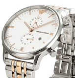  Shop Authentic Emporio Armani Chronograph White Dial Two Tone Steel Strap Watch For Men - AR0399 - Luxxuri