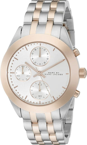  Shop Authentic Marc Jacobs Peeker Chronograph Silver Two Tone Steel Strap Watch for Women - MBM3369 - Luxxuri