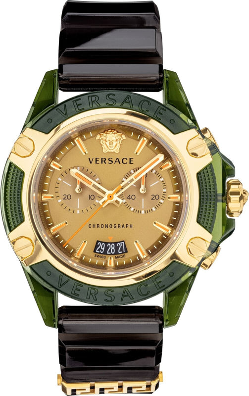  Shop Authentic Versace Icon Active Chronograph Gold Dial Black Silicone Strap Watch For Men - VEZ700321 - Luxxuri