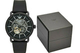  Shop Authentic Emporio Armani Meccanico Automatic Skeleton Dial Black Leather Strap Watch For Men - AR60008 - Luxxuri