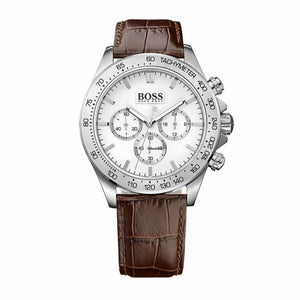  Shop Authentic Hugo Boss Ikon White Dial Brown Leather Strap Watch for Men - 1513175 - Luxxuri