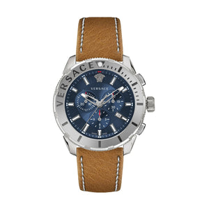  Shop Authentic Versace Casual Chronograph Blue Dial Brown Leather Strap Watch for Men - VERG002-18 - Luxxuri