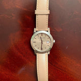  Shop Authentic Burberry The City Beige Dial Beige Leather Strap Watch for Women - BU9107 - Luxxuri