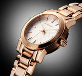  Shop Authentic Burberry The City White Dial Rose Gold Steel Strap Watch for Women - BU9204 - Luxxuri
