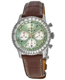  Shop Authentic Breitling Navitimer B01 Chronograph 41 Green Dial Brown Leather Strap Watch for Men - AB0139211L1P1 - Luxxuri