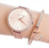  Shop Authentic Michael Kors Charley Three-Hand Analog Rose Gold Dial Rose Gold Steel Strap Watch for Women - MK4400 - Luxxuri