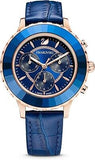  Shop Authentic Swarovski Octea Lux Chrono Blue Dial Blue Leather Strap Watch for Women - 5563480 - Luxxuri