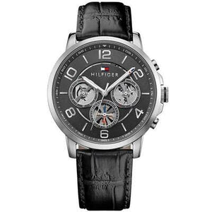  Shop Authentic Tommy Hilfiger Keagan Quartz Grey Dial Black Leather Strap Watch for Men - 1791289 - Luxxuri