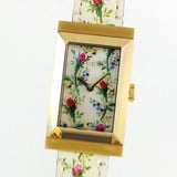  Shop Authentic Gucci G-Frame Floral Mother of Pearl Dial White Leather Strap Watch For Women - YA147407 - Luxxuri