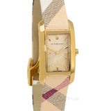  Shop Authentic Burberry Pioneer Gold Dial Haymarket Beige Leather Strap Watch for Women - BU9509 - Luxxuri