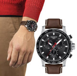  Shop Authentic Tissot Supersport Chrono Black Dial Brown Leather Strap Watch for Men - T125.617.16.051.01 - Luxxuri
