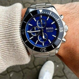 Shop Authentic Hugo Boss Ocean Edition Chronograph Blue Dial Silver Steel Strap Watch for Men - 1513704 - Luxxuri