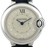 Shop Authentic Cartier Ballon Bleu de Cartier Diamonds Silver Dial Black Leather Strap Watch for Women - W4BB0008 - Luxxuri