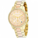  Shop Authentic Michael Kors Ritz Chronograph Rose Dial Two Tone Steel Strap Watch for Women - MK6475 - Luxxuri