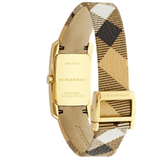  Shop Authentic Burberry Pioneer Gold Dial Haymarket Beige Leather Strap Watch for Women - BU9509 - Luxxuri