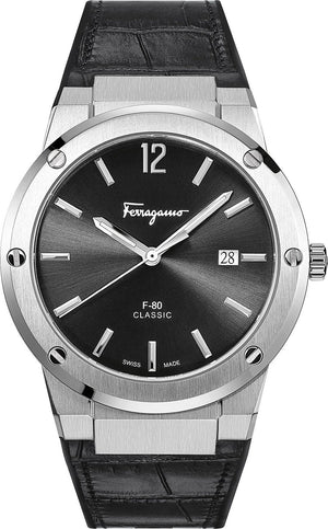  Shop Authentic Salvatore Ferragamo F-80 Classic Black Dial Black Leather Strap  Watch for Men - SFDT00219 - Luxxuri