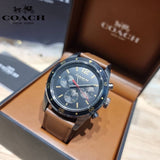 Coach Sullivan Chronograph Black Dial Brown Leather Strap Watch for Men - 14602070
