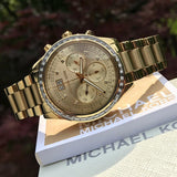 Shop Authentic Michael Kors Brinkley Diamonds Gold Dial Gold Steel Strap Watch for Women - MK6187 - Luxxuri