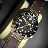  Shop Authentic Seiko 5 Sports SKX GMT Automatic Mocha Black Dial Brown Leather Strap Watch For Men - SSK036K1 - Luxxuri