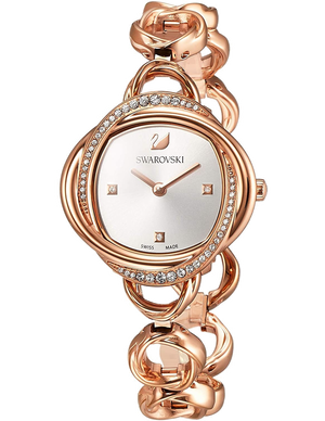  Shop Authentic Swarovski Crystal Flower Silver Dial Rose Gold Steel Strap Watch for Women - 5547626 - Luxxuri