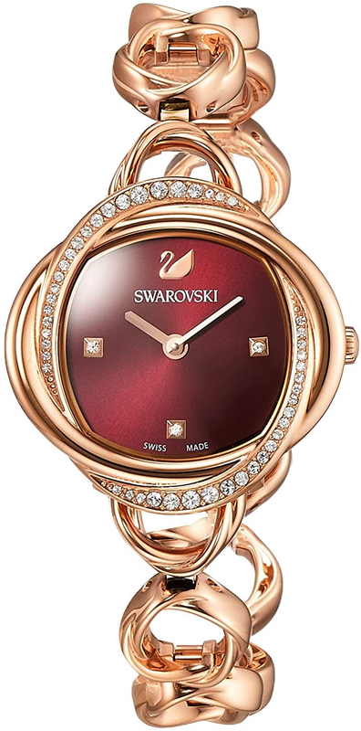  Shop Authentic Swarovski Crystal Flower Red Dial Rose Gold Steel Strap Watch for Women - 5552783 - Luxxuri