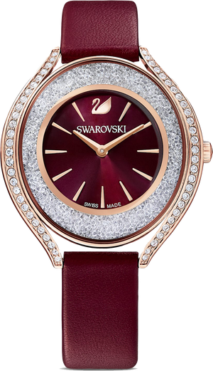 Shop Authentic Swarovski Crystalline Aura Red Dial Red Leather Strap Watch for Women - 5558637 - Luxxuri