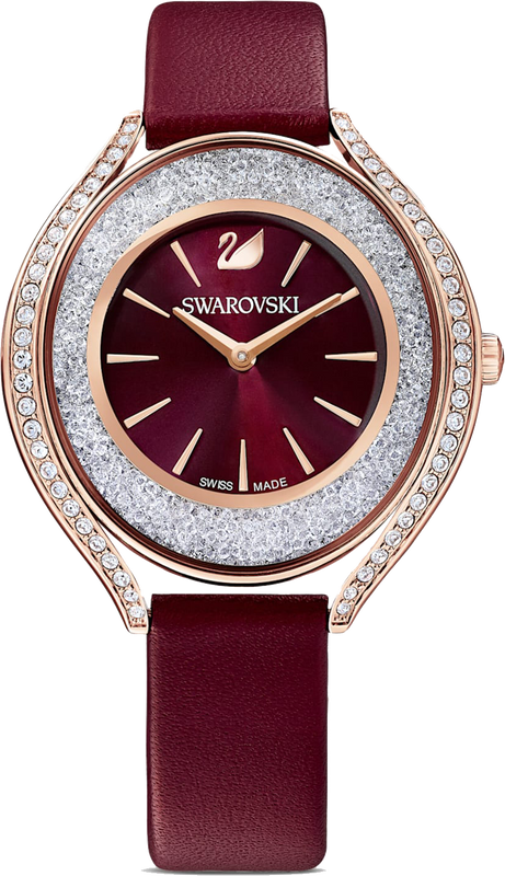  Shop Authentic Swarovski Crystalline Aura Red Dial Red Leather Strap Watch for Women - 5558637 - Luxxuri