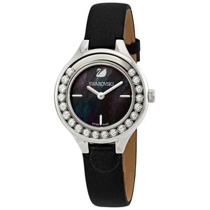  Shop Authentic Swarovski Lovely Crystals Mother of Pearl Black Dial Black Leather Strap Watch for Women - 5242898 - Luxxuri
