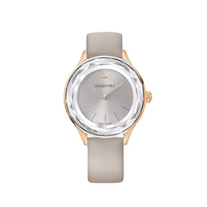  Shop Authentic Swarovski Octea Nova Grey Dial Grey Leather Strap Watch for Women - 5295326 - Luxxuri