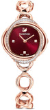  Shop Authentic Swarovski Crystal Flower Red Dial Rose Gold Steel Strap Watch for Women - 5552783 - Luxxuri