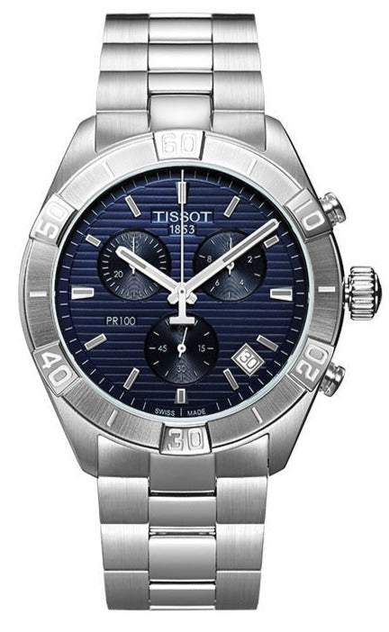  Shop Authentic Tissot PR 100 Sport Quartz Chronograph Blue Dial Silver Steel Strap Watch For Men - T101.617.11.041.00 - Luxxuri