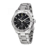  Shop Authentic Tag Heuer Aquaracer Automatic Chronograph Black Dial Silver Steel Strap Watch for Men - CAY2110.BA0927 - Luxxuri