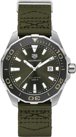  Shop Authentic Tag Heuer Aquaracer Black Dial Khakhi Green NATO Strap Watch for Men - WAY101E.FC8222 - Luxxuri