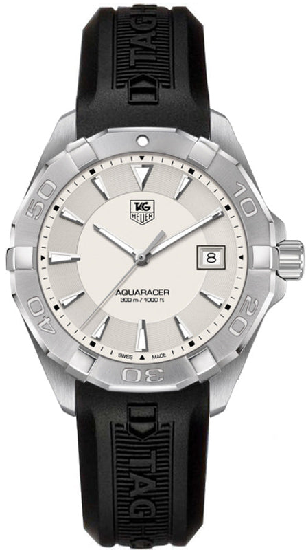  Shop Authentic Tag Heuer Aquaracer Quartz White Dial Black Rubber Strap Watch for Men - WAY1111.FT8021 - Luxxuri